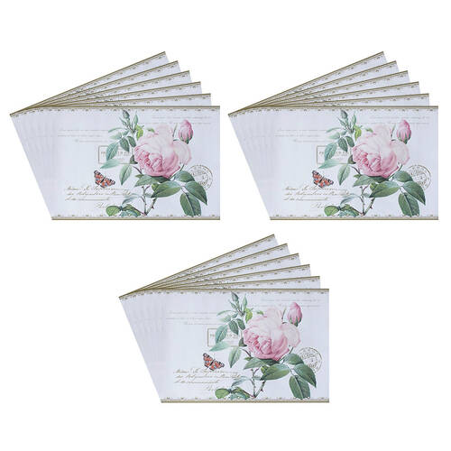3x 6pc Gibson Gifts Redoute Rose Drawer Liners 59x42cm