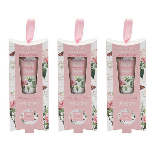 3PK Gibson Gifts Redoute Rose Hand & Lip Care Cream Tube 40ml - Pink