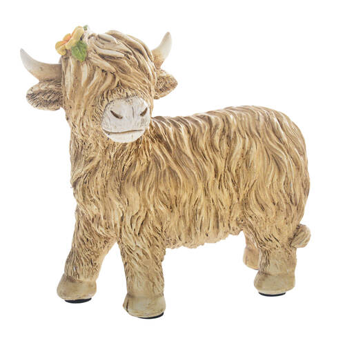 Gibson Gifts Flower Highland Cow Standing Figurine Home Decor - Brown