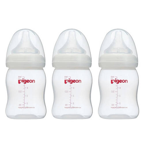 3PK Pigeon PP 160ml Feeding Bottle w/Wide Neck Size SS Round Hole 0m+