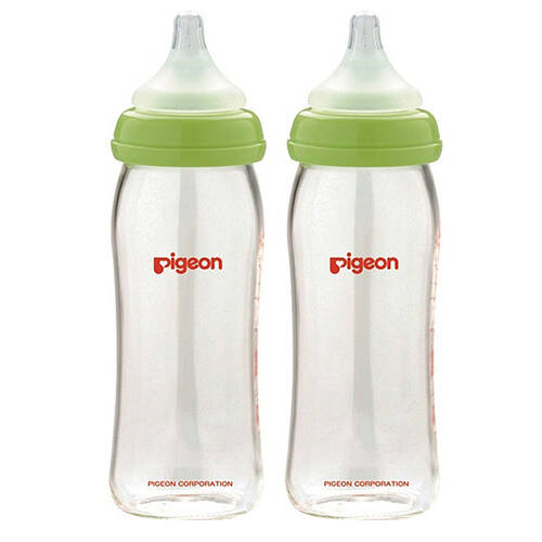 2x Pigeon Softouch Glass Peristaltic Plus Bottle 240ml