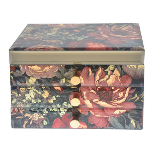 Gibson Gifts Golden Bouquet 2-Drawer Jewellery Box Square