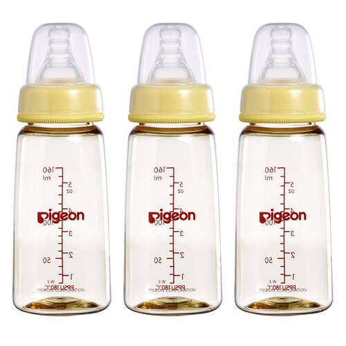 3PK Pigeon Flexible 160ml S Round Hole 0m+ PPSU Nursing Feeding Bottle