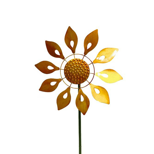 Wind Spinner Dahlia 120cm Windmill Home/Garden Decor Gold