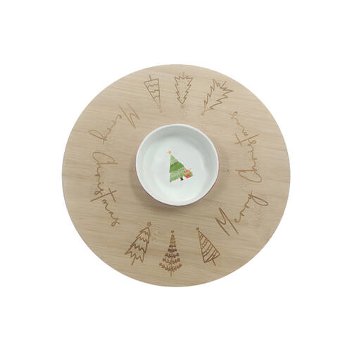 Gibson Gifts Christmas Themed Bamboo Lazy Susan Serveware 70x330x330mm