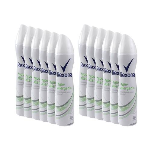 12PK Rexona Deodorant Antiperspirant Spray Sensitive Skin 250ml Hypo-Allergenic