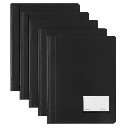 5x Durable Premium Extra Wide Flat File A4 Folder - Translucent/Black