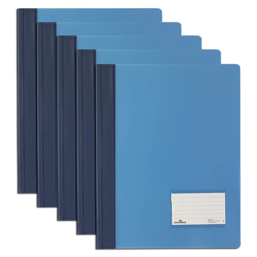 5x Durable Premium Extra Wide Flat File A4 Folder - Translucent/Blue