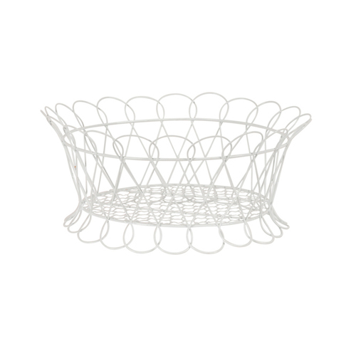 Metal Wire Basket 35cm Flower/Plant Pot Holder Home Decor White