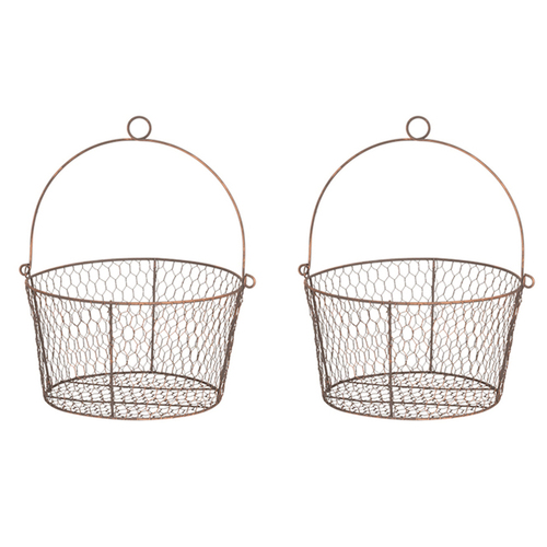 2PK Wire Pot Cover 30cm Plant/Flower Hanging Holder w/ Handle