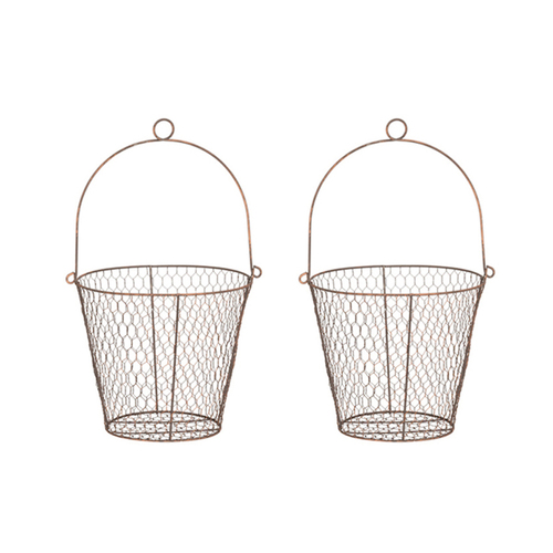 2PK Wire Pot Cover 27cm Plant/Flower Hanging Holder w/ Handle