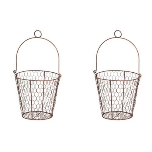 2PK Wire Pot Cover 20cm Plant/Flower Hanging Holder w/ Handle