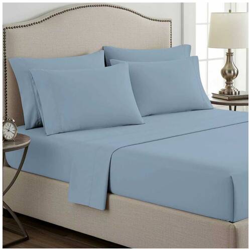 2pc Grosvenor House Plain Dyed Bamboo Cotton Standard Pillowcase Sky