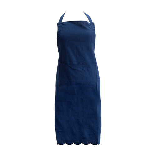 Annabel Trends Scallop Edge Stonewashed Apron 92x65cm - Navy