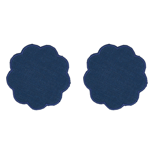 8pc Annabel Trends Scallop Edge Stonewashed Coaster Set 10cm - Navy
