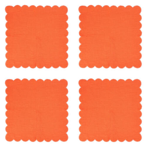 4PK Annabel Trends Napkin Stonewashed Scallop Edge 45cm - Coral