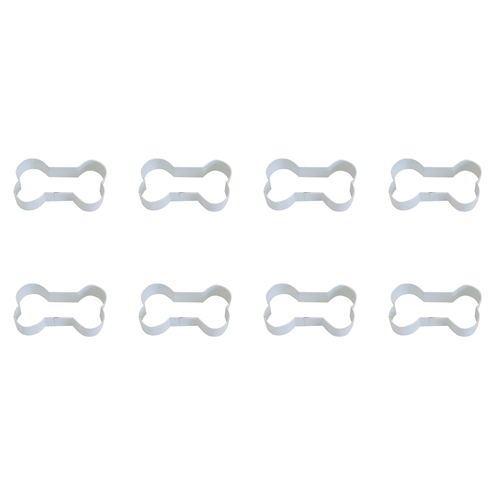 8PK R&M Dog Bone Cookie Cutter Polyresin Coated Steel 9cm - White