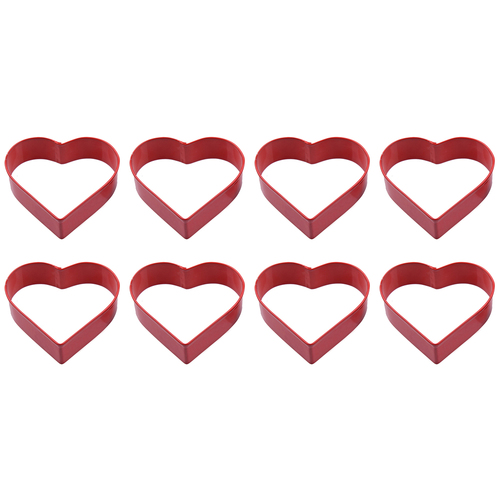8PK R&M Heart Cookie Cutter Polyresin Coated Steel 8cm - Red
