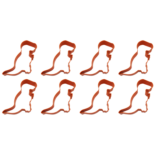 8PK R&M T-Rex Baby Cookie Cutter Polyresin Coated Steel 12cm - Orange