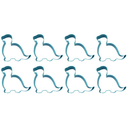 8PK R&M Brontosaurus Baby Cookie Cutter Polyresin Coated Steel 11.4cm - Blue