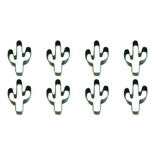 8PK R&M Cactus Cookie Cutter Polyresin Coated Steel 10cm - Green