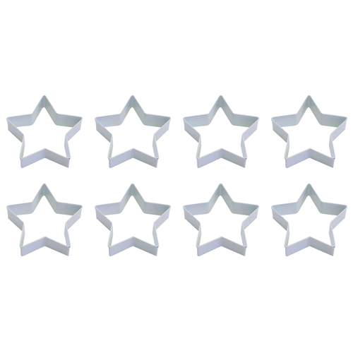8PK R&M Star Cookie Cutter Polyresin Coated Steel 9cm - White