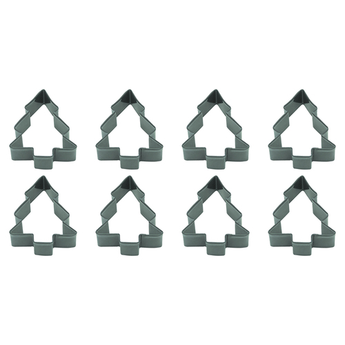8PK R&M Snow Covered Tree Cookie Cutter Polyresin Coated Steel 9cm - Green