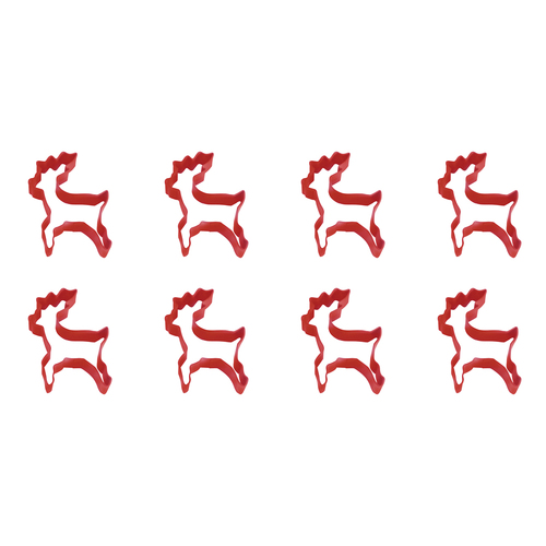 8PK R&M Standing Reindeer Cookie Cutter Polyresin Coated Steel 10cm - Red