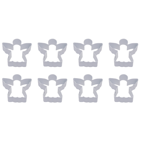 8PK R&M Angel Cookie Cutter Polyresin Coated Steel 7.75cm - White