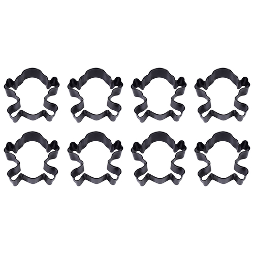 8PK R&M Skull & Crossbones Cookie Cutter Polyresin Coated Steel 9cm - Black