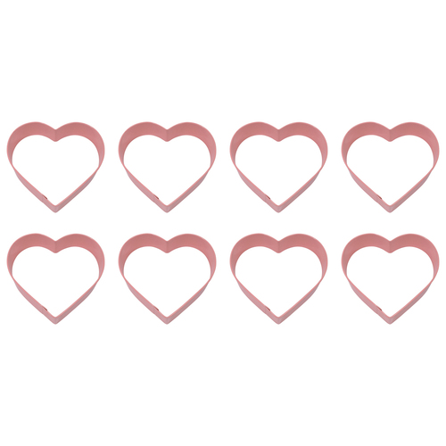 8PK R&M Heart Cookie Cutter Polyresin Coated Steel 10cm - Pink