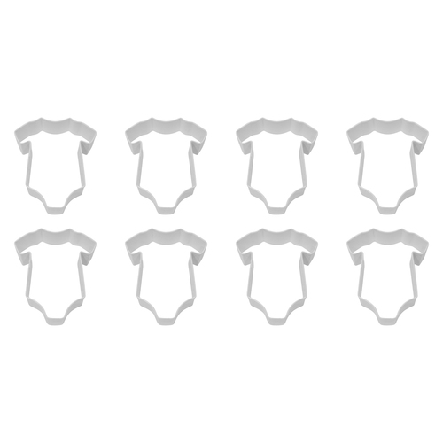 8PK R&M Baby Bodysuit Cookie Cutter Polyresin Coated Steel 10cm - White