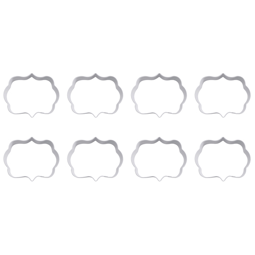 8PK R&M Plaque Cookie Cutter Polyresin Coated Steel 9cm - White