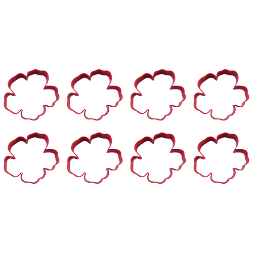 8PK R&M Hibiscus Flower Cookie Cutter Polyresin Coated Steel 9cm - Red
