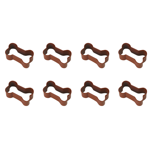 8PK R&M Mini Dog Bone Cookie Cutter Polyresin Coated Steel 4.45cm - Brown