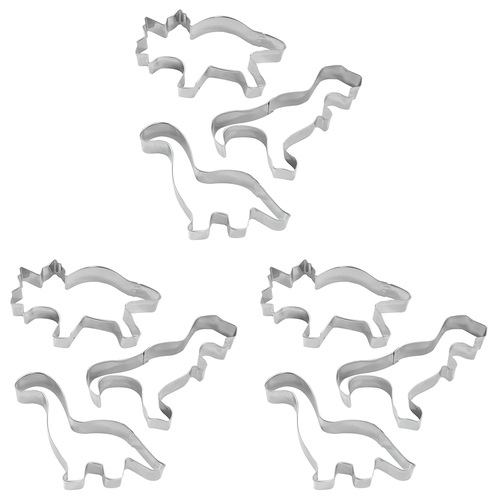 9pc R&M Stainless Steel Dinosaur Cookie Cutter Set - Silver