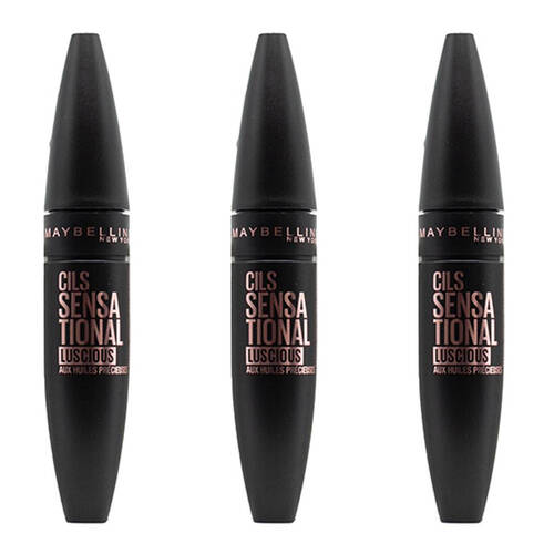 3PK Maybelline 9.5ml Lash Sensational Luscious Mascara - Very Black 07
