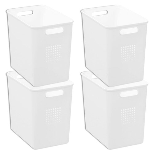 4x Boxsweden Levi 26x23.5cm/8.5L Tall Storage Basket - White