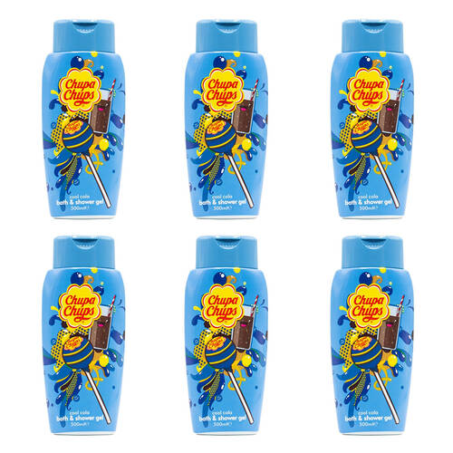 6PK Chupa Chups 300ml Cool Cola Bath & Shower Gel - Blue