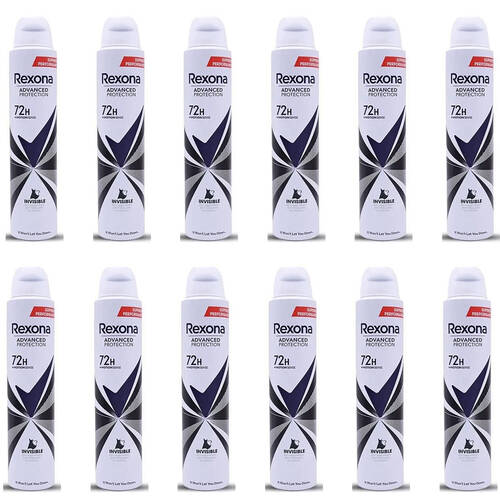 12PK Rexona Motion Sense Deodorant Advanced Protection Spray 200ml Invisible