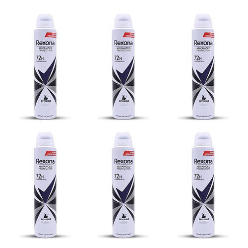 6PK Rexona Motion Sense Deodorant Advanced Protection Body Spray 200ml Invisible