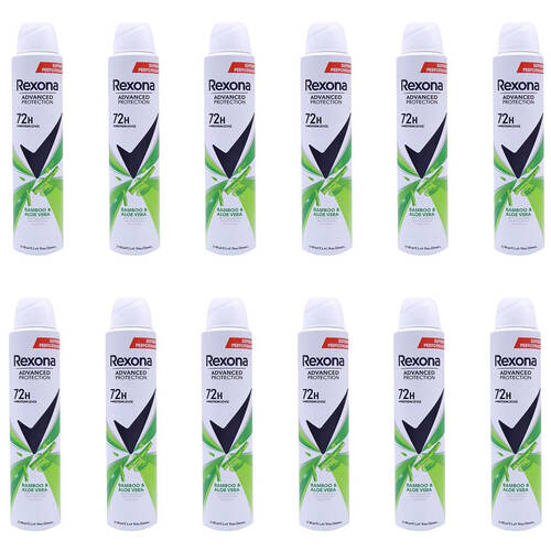 12PK Rexona Women Underarm Deodorant Body Spray 200ml Bamboo & Aloe Vera