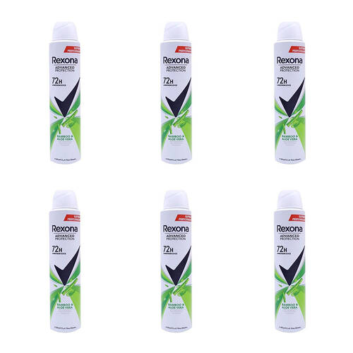 6PK Rexona Women Underarm Deodorant Body Spray 200ml Bamboo & Aloe Vera