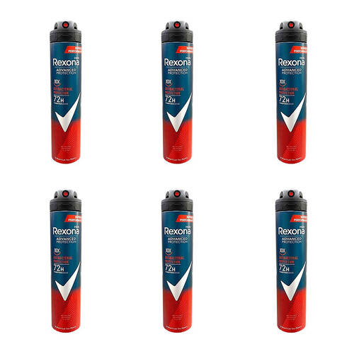 6PK Rexona Men Antibacterial Anti-Perspirant Deodorant Body Spray 200ml