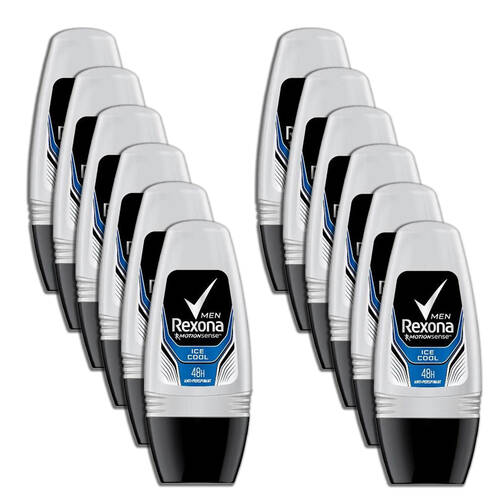 12PK Rexona Men Anti-Perspirant Underarm Roll On Deodorant 45ml Ice Cool