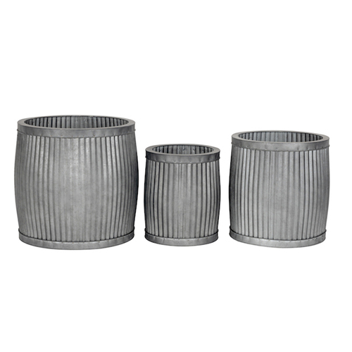 3pc Provincial Pot Home/Garden Plant Container Zinc Grey Assorted