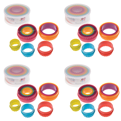 4x 6pc Appetito Double Sided Round Cookie Cutter Multi-Colour