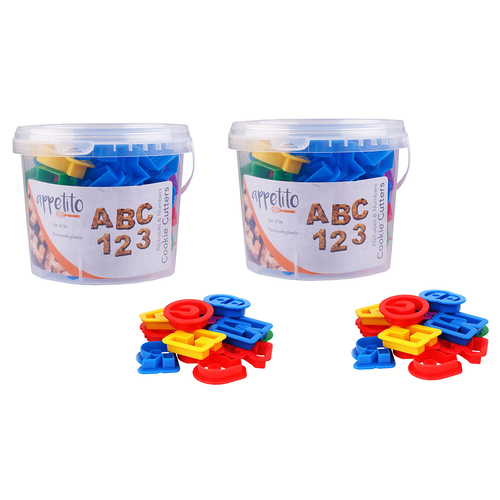 2x 36pc Appetito Alphabet & Numbers Cookie Cutters