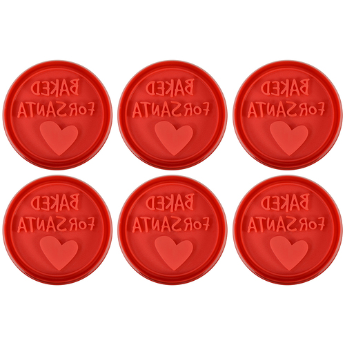 6PK R&M Baked For Santa Pastry & Cookie Stamper 6.4cm - Red
