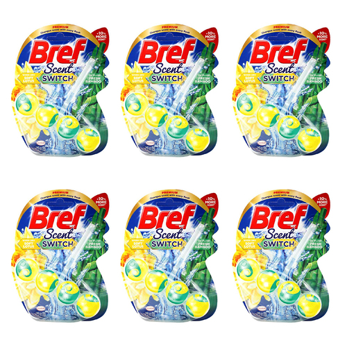 6PK Bref Toilet Cage Scent Switch 50g Soft Lotus/Fresh Bamboo